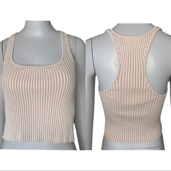 FREE PEOPLE Intimately Lemon Lime Knit Ribbed  Cami Crop Top Racerback Oat Combo - Picture 14 of 14